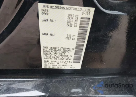 2020 Nissan Altima S Fwd z USA, uszkodzony, nr VIN 1N4BL4BV4LC132445